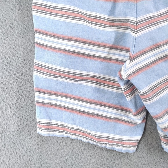 johnnie-O Shorts Mens 32 Gulf Blue Red Striped Linen Blend 9" Inseam Chino - Picture 12 of 16